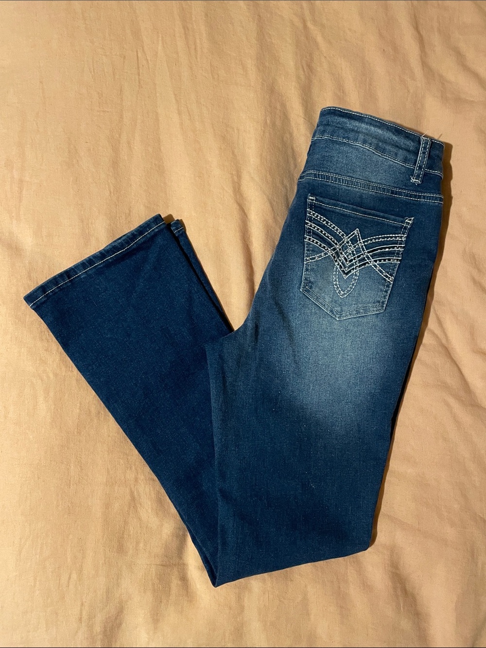 Vintage Violet Dark Blue Bootcut Jeans with Embroidered Back Pockets Size 10P